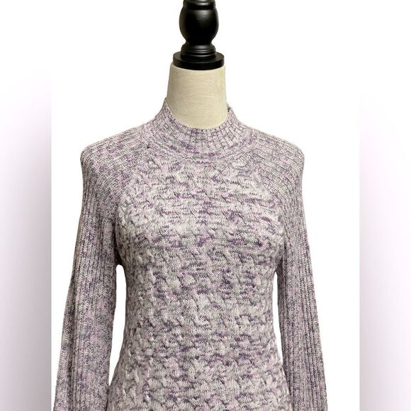 Croft & Barrow Purple & Multicolored Mock Neck Pullover Knit Sweater (Size: M) - Picture 5 of 11
